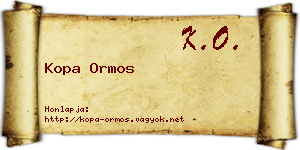 Kopa Ormos névjegykártya